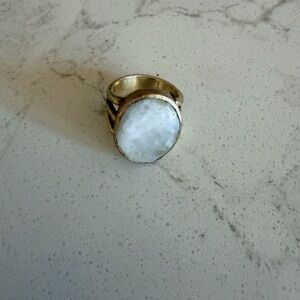 Betty Carre Gold and White moonstone Quartz Ring size 4.5 similar to Julie Vos
